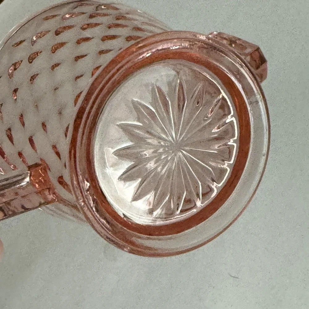 Imperial‎ Glass Pink Depression Sugar Bowl Diamond Quilted